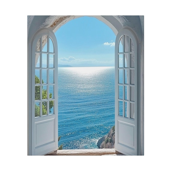 Canvas Print Ocean View Beautiful Blue Waters 20x24, Wall Art Decor, Home Decor, Coastal Art, Nautical Painting, Beach Scene Print