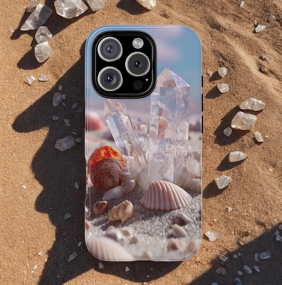 Shells and Crystals Beach-Inspired Phone Case, Coastal Decor, Crystal Shells, Ocean Lover Gift, Summer Vibe, Beach Lover Accessory