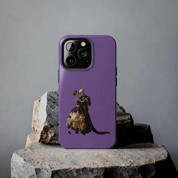 Gothic Elegance Tough Phone Cases, Dancing Skeleton Design, Halloween Accessories, Spooky Phone Cover, Skeleton Phone Case