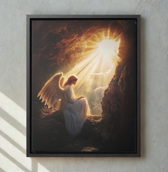 Angel in Heaven Framed Canvas Wall Art,Spiritual Decor,Angelic Artwork, Memorial Gift,Serene Angel Canvas,Spiritual Inspirational Gift,Angel