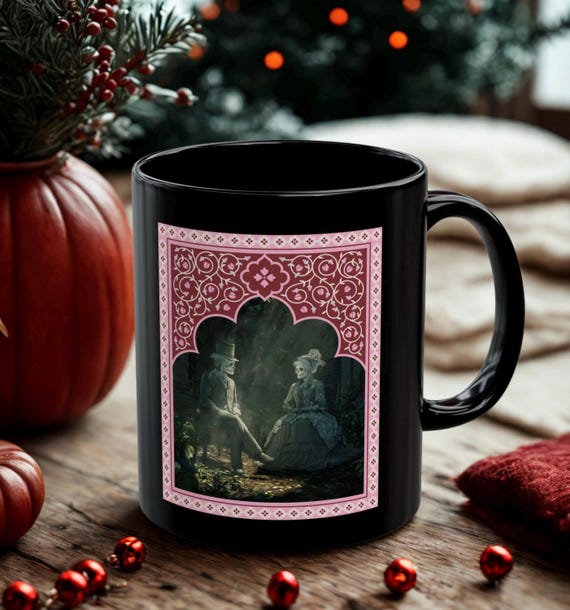 Ghostly Couple Mug, Spooky Halloween Coffee Cup, Haunted House Tea Mug, Paranormal Activity Drinkware, Gothic Home Decor, Supernatural