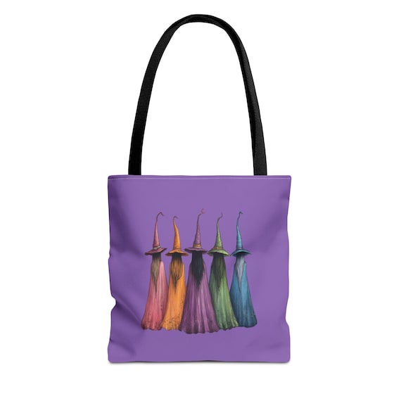 Colorful Witches Tote Bag Purple , Halloween Tote, Trick or Treat Bag, Halloween Bag, Witch Bag, Witchy, Seasonal bags, Seasonal totes, fall
