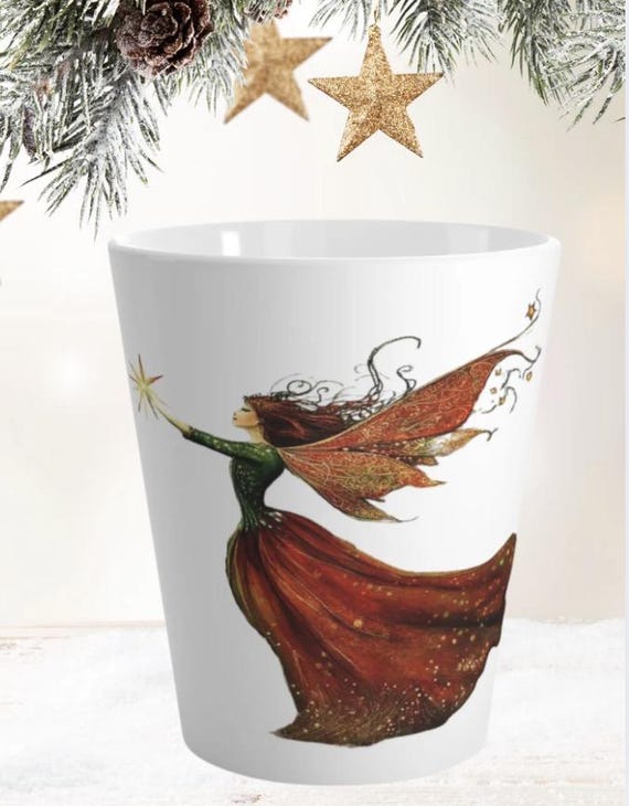 Christmas Angel Latte Mug, Coffee Cup, Tea Mug, Holiday Gift, Christmas Angel, Ceramic Drinkware