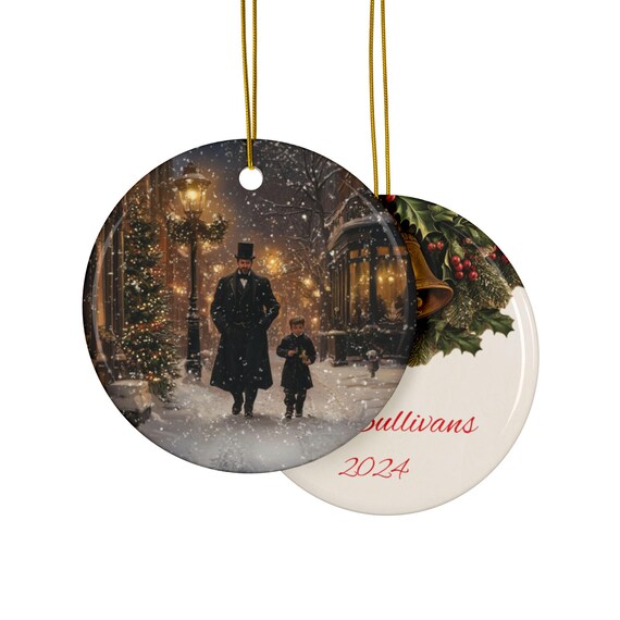 Ceramic Ornaments, Victorian Era Ornament, Personalized Holiday Decor, Christmas Tree Decoration, Double-Sided Keepsake, Customized Xmas
