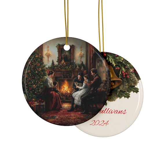 Ceramic Ornaments, Victorian Era Ornament, Personalized Holiday Decor, Christmas Tree Decoration, Double-Sided Keepsake, Customized Xmas