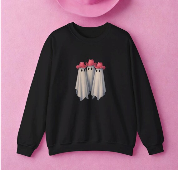 Cowgirl Ghosts Crewneck Sweatshirt, Ghost Fall Fashion, Halloween Sweatshirt, Cozy Unisex Pullover, Western Ghosts Sweatshirt, Ghostly Vibes