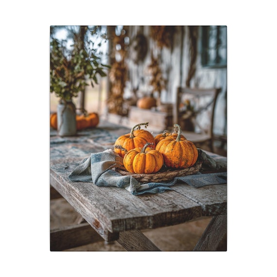 Harvest Pumpkin Canvas Wall Art, Rustic Fall Decor, Autumn Home Decor, Farmhouse Wall Art, Thanksgiving Decoration