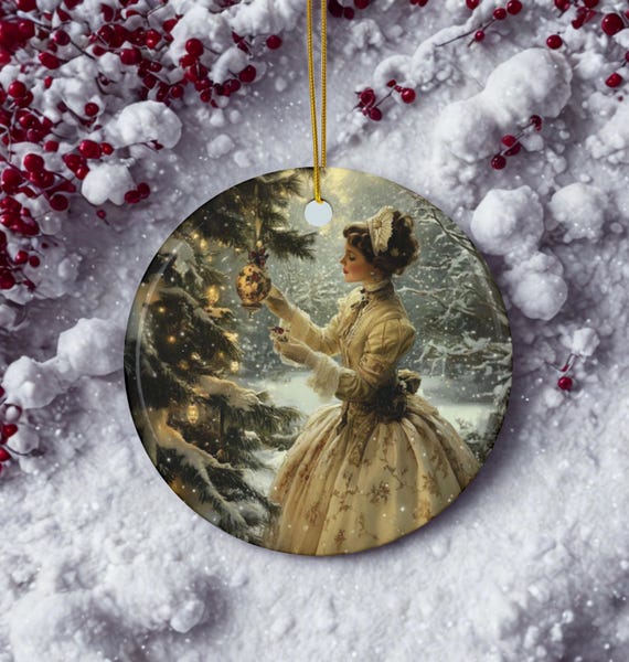 Victorian Christmas Ceramic Ornaments,Christmas Decorations, Holiday Ornaments, Festive Decor, Christmas Tree Decor, Holiday Gift