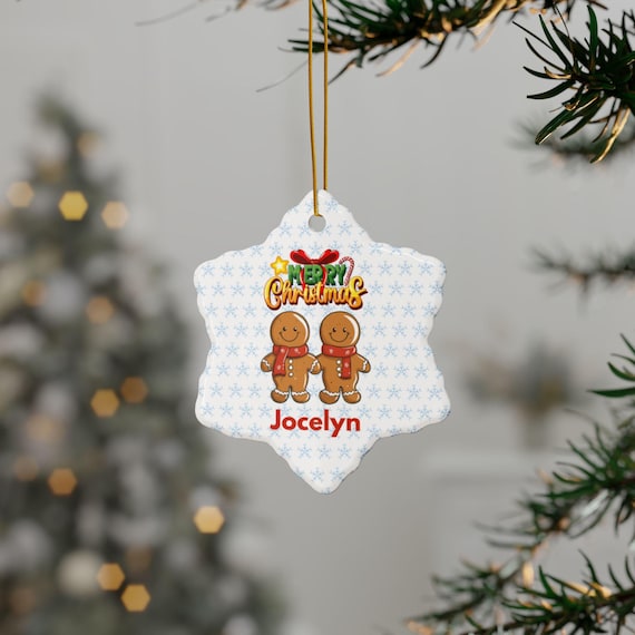 Personalized Ornament,  Gingerbread Man, Christmas Tree Decor, Holiday Gift, 2-Sided Print