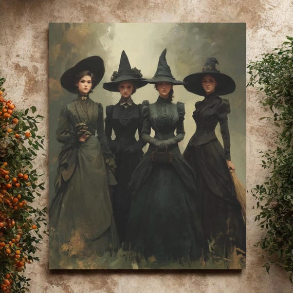 Witch Canvas Art, Witch Decor, Halloween Wall Art, Gothic Home Decor, Gift for Her, Witchy Aesthetic,Mystical Witch