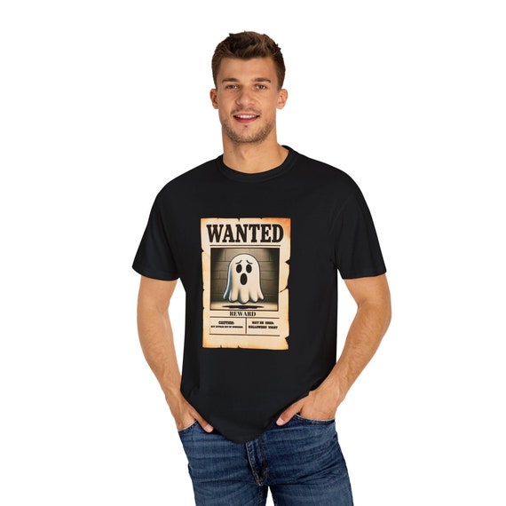 Ghost Wanted Poster T-shirt, Spooky Unisex Shirt, Halloween Tee, Paranormal Clothing, Scary Graphic Tee