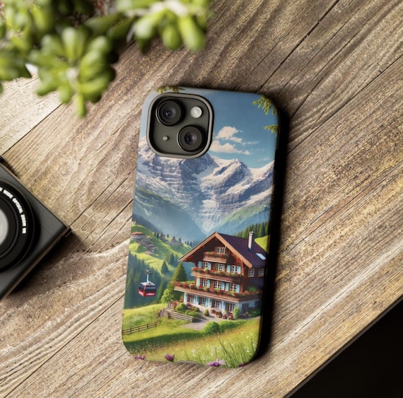 Phone Case, Swiss Chalet and Gondola Tough Phone Case for Alpine Lovers, Protective Phone Cover, Unique Phone Accessory, Gift for Travelers,