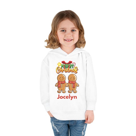 Personalized Gingerbread Man Christmas Toddler Pullover Fleece Hoodie