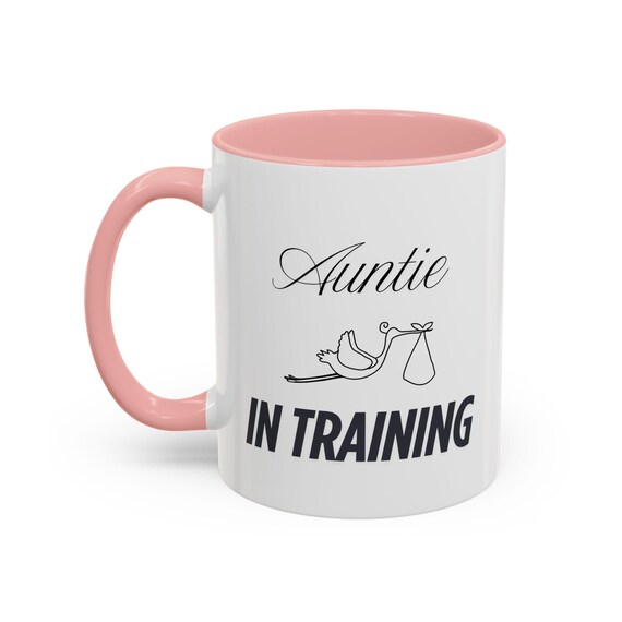 Auntie Mug New Auntie Coffee Mug, Cute Aunt Gift, New Aunt Mug, Pink Accent Coffee Cup, Baby Shower Gift, Celebrate Motherhood