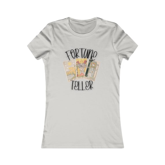 Fortune Teller Women's Tee Shirt with Tarot Cards - Mystic Short Sleeve Top, Occult Graphic T-Shirt, Psychic Fortune Telling Apparel, Witchy