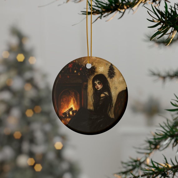 Gothic Christmas Decor  Ornaments, 2-Side Print, Black Xmas Baubles, Holiday Tree Ornaments, Dark