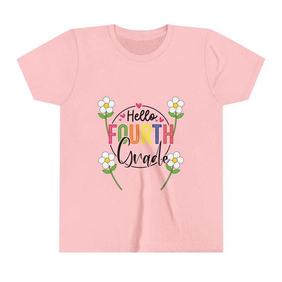 Hello Fourth Grade Daisy Youth Tee Shirt, Back to School Kids TShirt, Cute Floral Children's Clothing, Elementary Student Gift, Daisy Flower