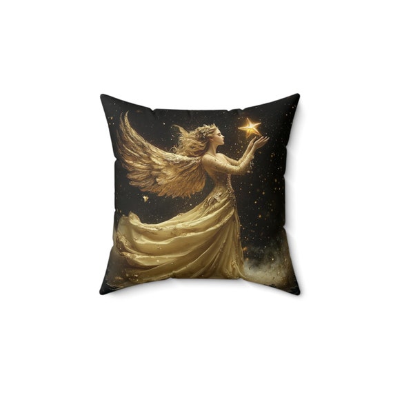 Christmas Angel Pillow, Holiday Decor, 14x14, Festive Throw Pillow, Gift for Angel Lovers, Home Accent, Seasonal Cushion