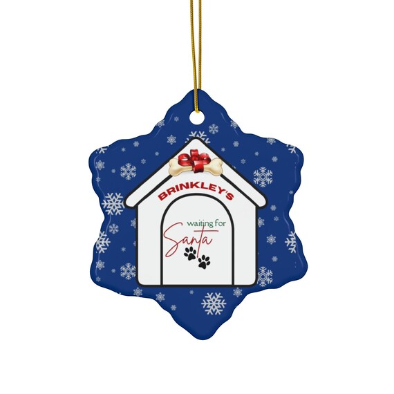 Dog Ornament, Personalized Ceramic Christmas Tree Decoration Gift, Pet Lover Holiday Decor, Custom Puppy Ornament, Dog Mom Gift, Santa