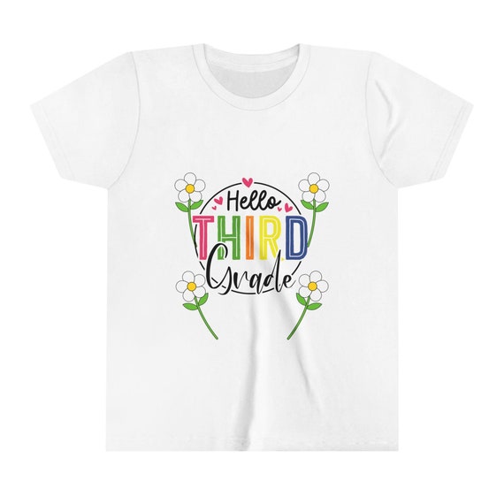 Hello Third Grade Daisy Youth Tee Shirt, Back to School Kids TShirt, Cute Floral Children's Clothing, Elementary Student Gift, Daisy Flower