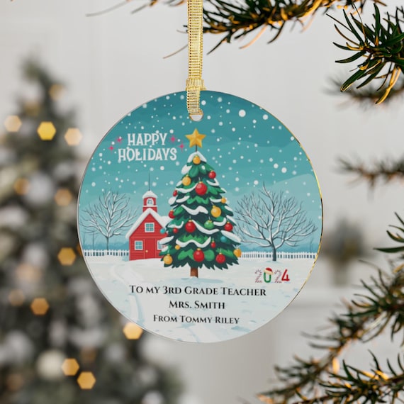 Personalized Christmas Teacher Ornament, Acrylic Ornament, Personalized Gift, Teacher Gift, Custom Ornament, Teacher Christmas