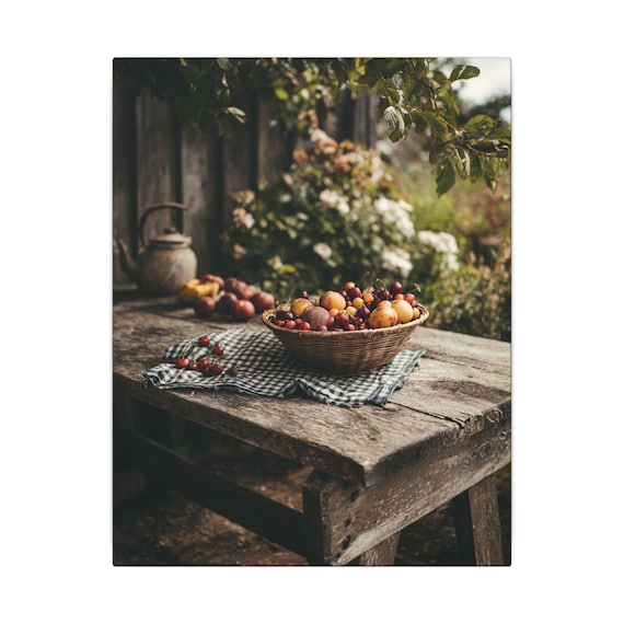Rustic Fruit Canvas Art, Home Décor Wall Art, Farmhouse Style Art, Cozy Kitchen Decoration, Vintage Fruit Photography