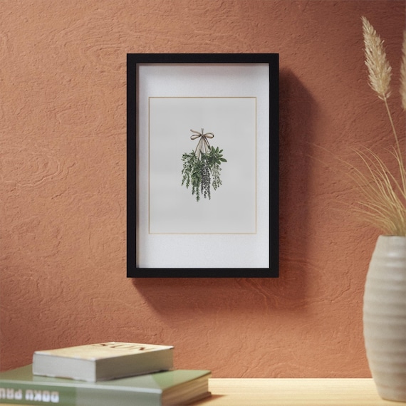 Framed Posters, Hanging Herb Framed Print, Wall Art, Botanical Decor, Home Decor, Kitchen Decor, Herb Garden Poster, 8x10