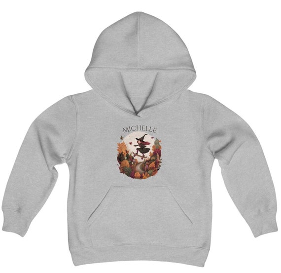 Personalized Skateboard Hoodie,  Youth Girl Fall Skateboarding Sweatshirt, Youth Skater Witch Pullover, Halloween Skate Hoodie