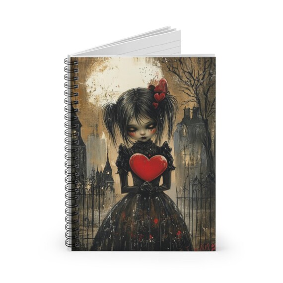 Valloween Journal - Halloween Valentines Day Diary, Notebook, Ruled Line, Spiral Bound, Sketchbook, College Ruled Paper