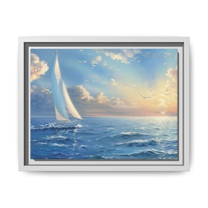 Canvas Art, Sailboat Portrait in Ocean, Nautical Wall Decor, Coastal Living Room Decor, Matte Framed Picture, Beach House Artwork