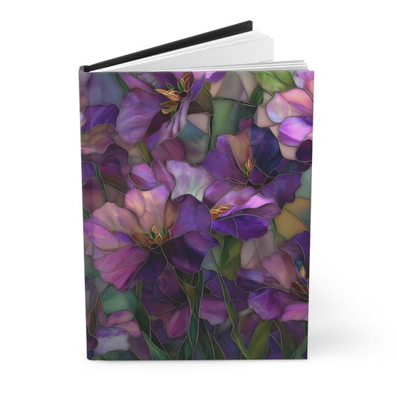 Floral Hardcover Journal Stain Glass Look Matte Finish, Gift for Writers, Nature Lovers Notebook,Planner, Travel Journal, Mothers Day