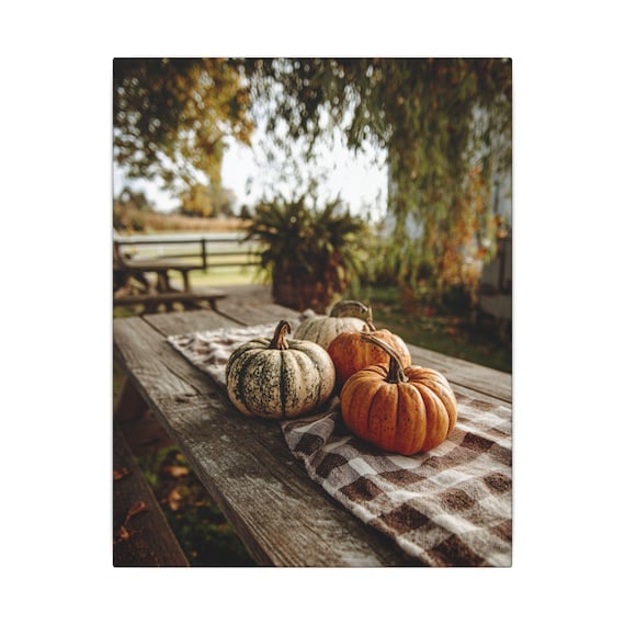 Autumn Pumpkin Wall Art, Cozy Home Decor, Fall Decor, Rustic Farmhouse Style, Thanksgiving Gift, Seasonal Canvas Print