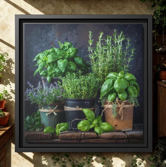 Framed Botanical Canvas Art Print: Greenery Wall Decor, Sustainable Materials