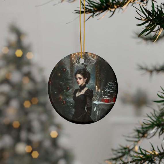 Gothic Christmas Ceramic Ornaments,Christmas Decorations, Holiday Ornaments, Festive Decor, Christmas Tree Decor, Holiday Gift, Goth