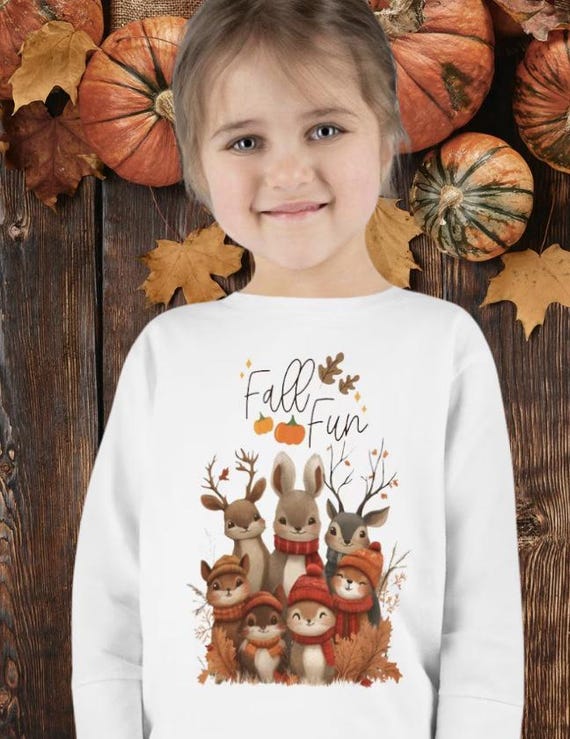 Fall Fun Woodland Critter Toddler Long Sleeve Tee,Forest Animal Shirt, Kids Fall Apparel, Woodland Theme Baby Clothes, Autumn Toddler Shirt,