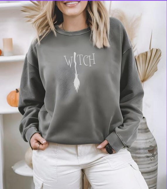 WITCH Lightweight Crewneck Sweatshirt, Witchy Sweatshirt, Occult Clothing, Witchcraft Apparel, Halloween Sweatshirt, Wiccan Fashion