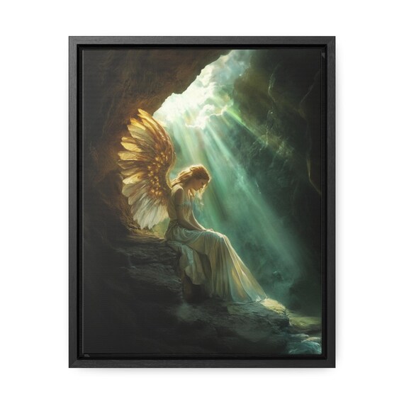 Angel Fantasy Canvas Wrap, Serene Wall Art, Spiritual Decor, Gift for Her, Home Aesthetic, Angelic Artwork, Vertical Frame