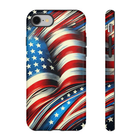 Phone Case, American Flag Design, Red White and Blue, Patriotic Gift, July 4th Accessory, USA Flag Cover, Independence Day Case