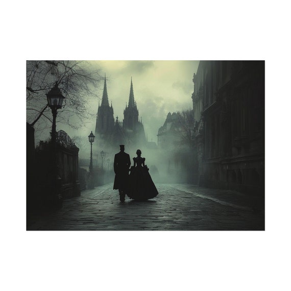 Poster, Gothic Couple, Vintage Matte Watercolor Art Print, Valentine  Wall Decor, Romantic Home Decoration, Dark Romance Art Gift