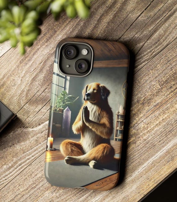 Phone Case, Cute Dog Doing Yoga Tough Case, Dog in Meditative Pose Cover, Durable Dog Lover Gift, Protective Case, Cell Phone Accessories