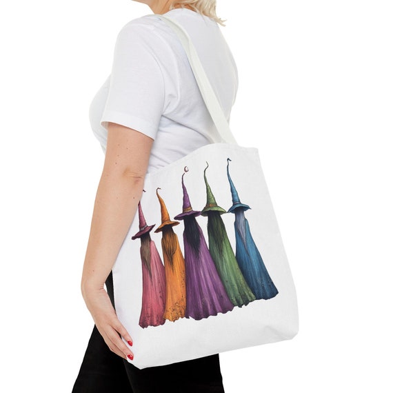 Colorful Witches Tote Bag , Halloween Tote, Trick or Treat Bag, Halloween Bag, Witch Bag, Witch Bags, Seasonal bags, Seasonal totes, fall