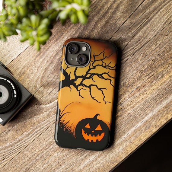 Halloween Phone Case, Pumpkin and Tree Spooky Design, Creepy Tough Case for iPhone, Samsung Galaxy, Protective Cover, Unique Gift