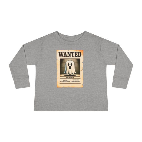 Toddler Halloween Tee, Cute Ghost Wanted Poster Halloween Design, Spooky Kids Shirt, Ghostly Toddler Top, Halloween Toddler Shirt