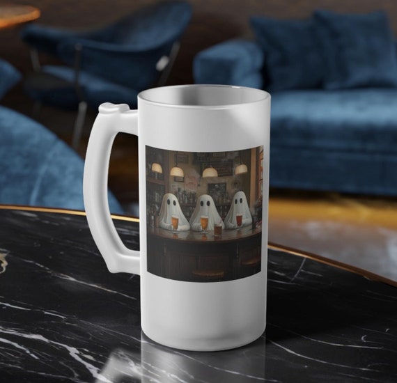 Beer Mug, funny Halloween gift for beer lovers, ghosts bar decor, Three Sheets to the Wind, Halloween decorations, unique beer gift, spooky