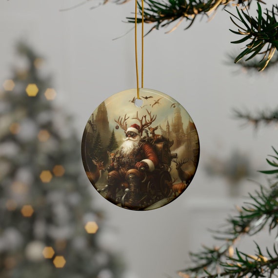 Steampunk Santa Design,  Ornaments, Christmas Decor, Holiday Gift, Tree Decoration, Festive Ornaments, Xmas Decorations, Steampunk Xmas
