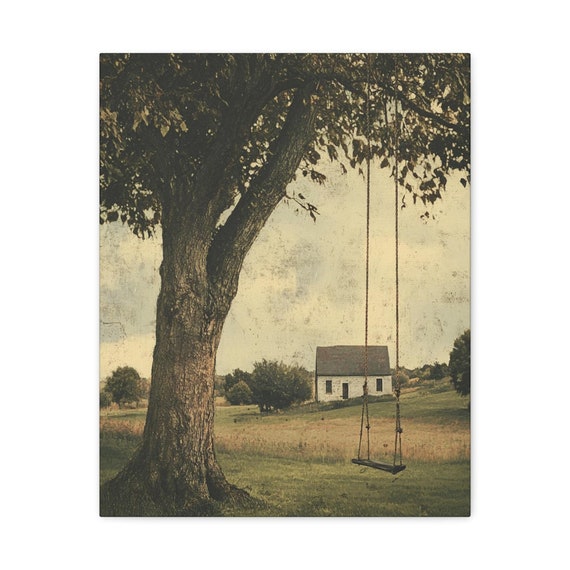 Rustic Farmhouse  Wall Art, Tree Swing Canvas, Rustic Canvas, Home Decor, Gift for Nature Lover, Farmhouse Wall Decor,