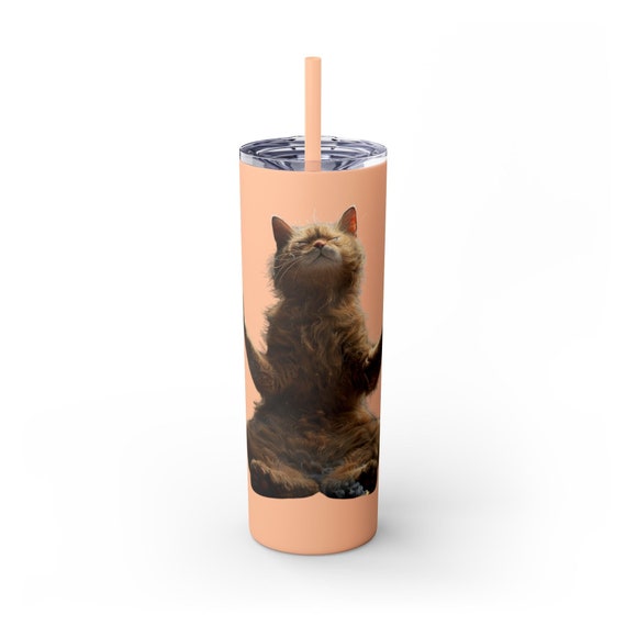 Purrfect Zen Skinny Tumbler with Straw, 20oz