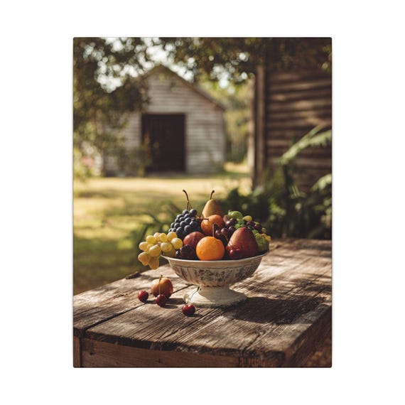 Fruit Still Life Canvas Art Print, Rustic Decor, Farmhouse Wall Art, Home Decoration, Country Style Artwork