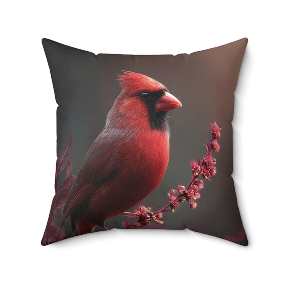 Vibrant Cardinal Decorative Pillow | Cozy Home Decor, Gift Idea, Bird Lovers, Nature Inspired, Red Throw Cushion