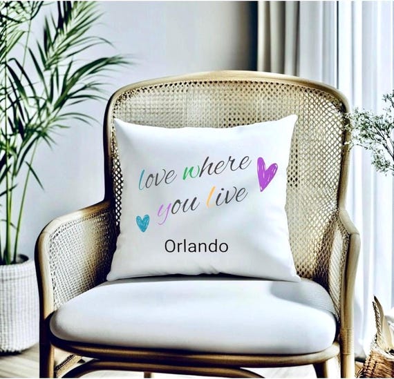 Love Where You Live Pillow, Personalized Home Decor, Colorful Accent Pillow, Cozy Gift for Housewarming, Custom Throw Pillow